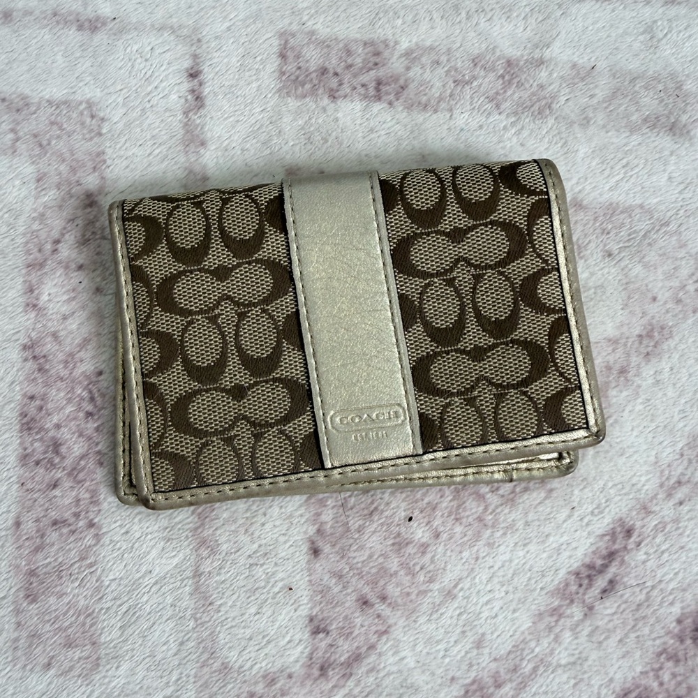 Coach Signature Brown and Gold Wallet